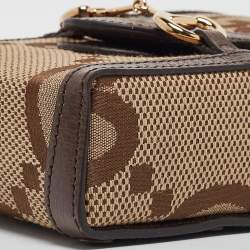 Pre Owned Gucci Beige/Ebony Jumbo GG Canvas Mini Horsebit 1955 Crossbody Bag