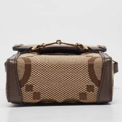 Pre Owned Gucci Beige/Ebony Jumbo GG Canvas Mini Horsebit 1955 Crossbody Bag