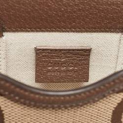 Pre Owned Gucci Beige/Ebony Jumbo GG Canvas Mini Horsebit 1955 Crossbody Bag