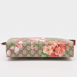 Pre Owned Gucci Multicolor GG Supreme Blooms Printed Canvas and Leather Pouch