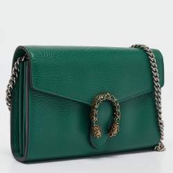 Pre Owned Gucci Green Leather Mini Dionysus Crystals Shoulder Bag