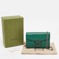 Pre Owned Gucci Green Leather Mini Dionysus Crystals Shoulder Bag