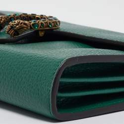 Pre Owned Gucci Green Leather Mini Dionysus Crystals Shoulder Bag
