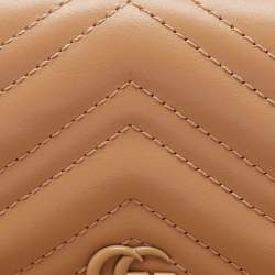 Gucci Beige Matelassé Leather GG Marmont Card Case