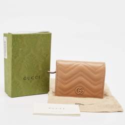 Gucci Beige Matelassé Leather GG Marmont Card Case
