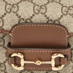 Gucci Brown/Beige GG Supreme Canvas Horsebit 1955 Strap Wallet