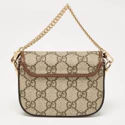 Gucci Brown/Beige GG Supreme Canvas Horsebit 1955 Strap Wallet