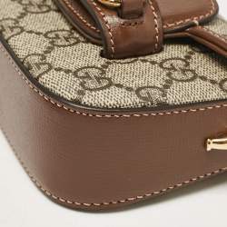 Gucci Brown/Beige GG Supreme Canvas Horsebit 1955 Strap Wallet