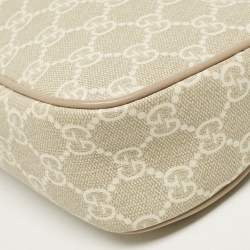 Pre Owned Gucci Beige GG Supreme Canvas and Leather Small Ophidia Shoulder Bag