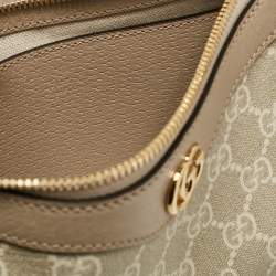 Pre Owned Gucci Beige GG Supreme Canvas and Leather Small Ophidia Shoulder Bag