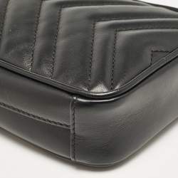 Gucci Black Matelassé Leather Mini GG Marmont Crossbody Bag
