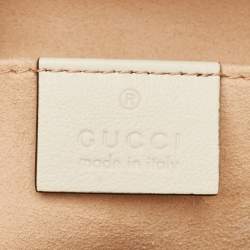 Pre Owned Gucci Off White Leather Small Bamboo Diana Tote