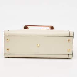 Pre Owned Gucci Off White Leather Small Bamboo Diana Tote