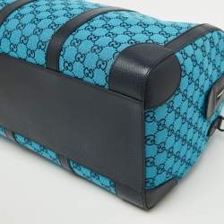 Gucci Blue GG Canvas and Leather Savoy Medium Duffle Bag