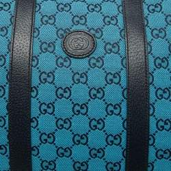 Gucci Blue GG Canvas and Leather Savoy Medium Duffle Bag