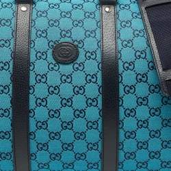Gucci Blue GG Canvas and Leather Savoy Medium Duffle Bag