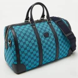 Gucci Blue GG Canvas and Leather Savoy Medium Duffle Bag
