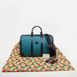 Gucci Blue GG Canvas and Leather Savoy Medium Duffle Bag