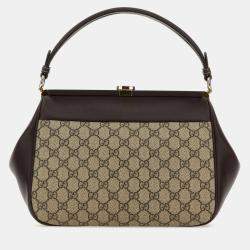 Gucci Brown Gg Supreme Fabric And Leather Handbag