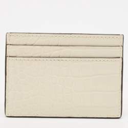 Pre Owned Gucci Cream Alligator GG Marmont Card Holder