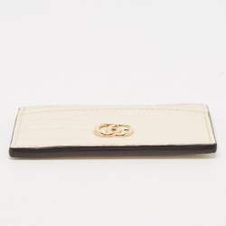 Pre Owned Gucci Cream Alligator GG Marmont Card Holder