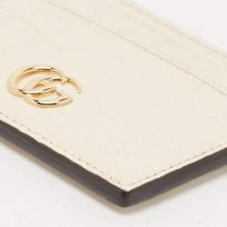 Pre Owned Gucci Cream Alligator GG Marmont Card Holder