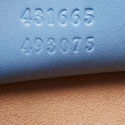 Pre Owned Gucci Blue Leather Floral Embroidered Medium Sylvie Top Handle Bag