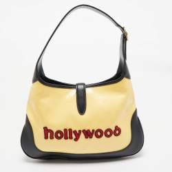 Pre Owned Gucci Yellow/Blue Gg Crystals Canvas and Leather Chateau Marmont Jackie Hobo