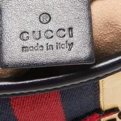 Pre Owned Gucci Yellow/Blue Gg Crystals Canvas and Leather Chateau Marmont Jackie Hobo
