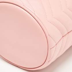 Pre Owned Gucci Pink Matelasse Leather Mini GG Marmont Bucket Bag