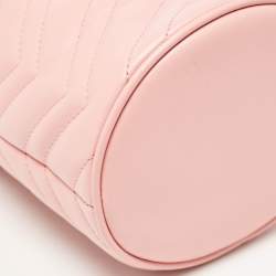 Pre Owned Gucci Pink Matelasse Leather Mini GG Marmont Bucket Bag