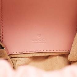 Pre Owned Gucci Pink Matelasse Leather Mini GG Marmont Bucket Bag