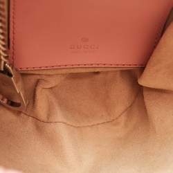 Pre Owned Gucci Pink Matelasse Leather Mini GG Marmont Bucket Bag