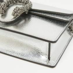 مملوكة مسبقًا Gucci Silver Leather Super Mini Dionysus Shoulder Bag
