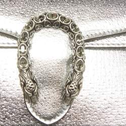 مملوكة مسبقًا Gucci Silver Leather Super Mini Dionysus Shoulder Bag