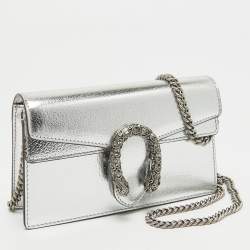 مملوكة مسبقًا Gucci Silver Leather Super Mini Dionysus Shoulder Bag