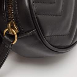 Gucci Black Matelassé Leather Mini GG Marmont Belt Bag