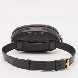 Gucci Black Matelassé Leather Mini GG Marmont Belt Bag