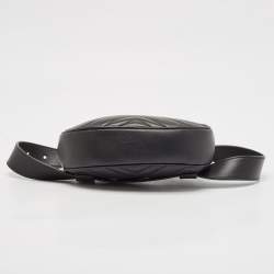Gucci Black Matelassé Leather Mini GG Marmont Belt Bag