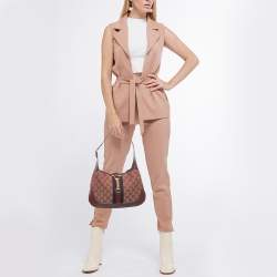 Gucci Burgundy GG Canvas and Leather Small Jackie 1961 Hobo