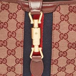 Gucci Burgundy GG Canvas and Leather Small Jackie 1961 Hobo