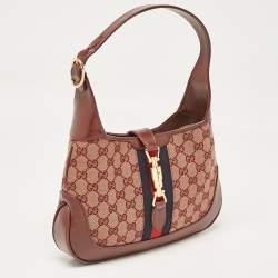 Gucci Burgundy GG Canvas and Leather Small Jackie 1961 Hobo