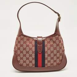 Gucci Burgundy GG Canvas and Leather Small Jackie 1961 Hobo