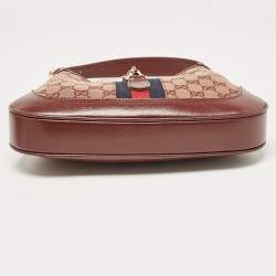 Gucci Burgundy GG Canvas and Leather Small Jackie 1961 Hobo