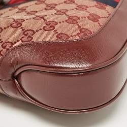 Gucci Burgundy GG Canvas and Leather Small Jackie 1961 Hobo