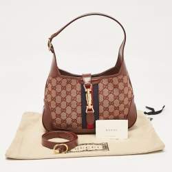 Gucci Burgundy GG Canvas and Leather Small Jackie 1961 Hobo