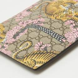 Gucci Beige GG Supreme Coated Canvas and Leather Bengal Tiger Zip Pouch