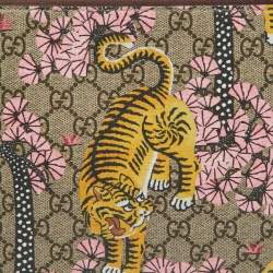 Gucci Beige GG Supreme Coated Canvas and Leather Bengal Tiger Zip Pouch