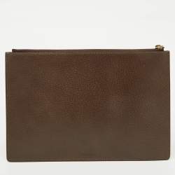 Gucci Beige GG Supreme Coated Canvas and Leather Bengal Tiger Zip Pouch