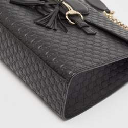 Pre Owned Gucci Black Microguccissima Leather Medium Emily Chain Shoulder Bag